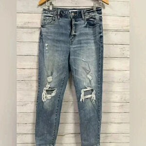 Eunina Distressed Super High Rise Mom Ankle Jeans size 9